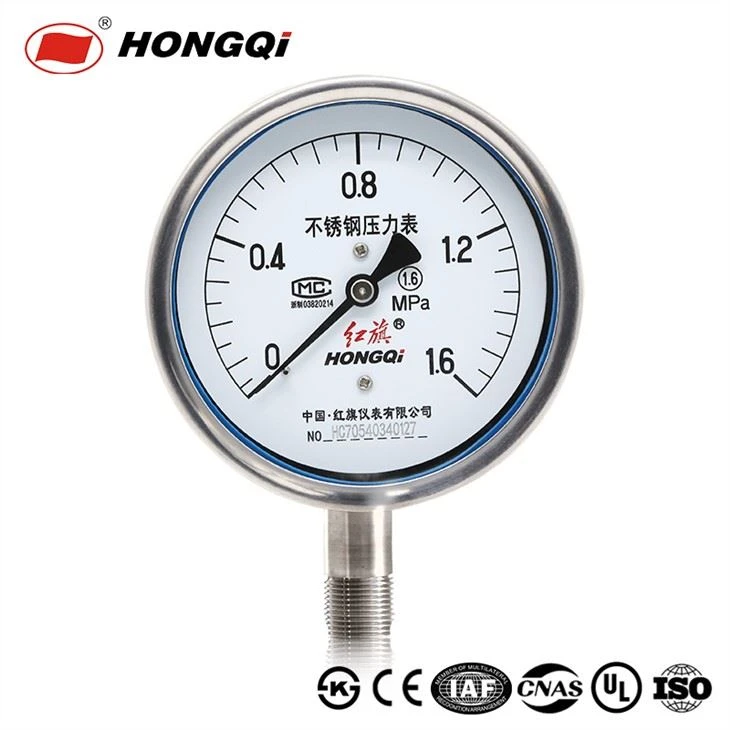 4" tryckmätare i hel rostfritt stål oljefylld manometer