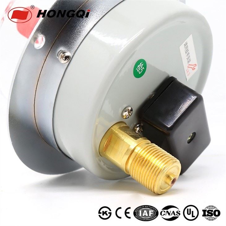 YX-100ZT Axial Electric Contact Temperature Pressure Gauge With Flange